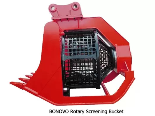 The Advantages of Rotating Excavator Buckets-BONOVO Rotary-Screening-Bucket