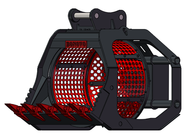 Cub de cribratge rotatiu per a excavadora 1-50 tones |BONOVO